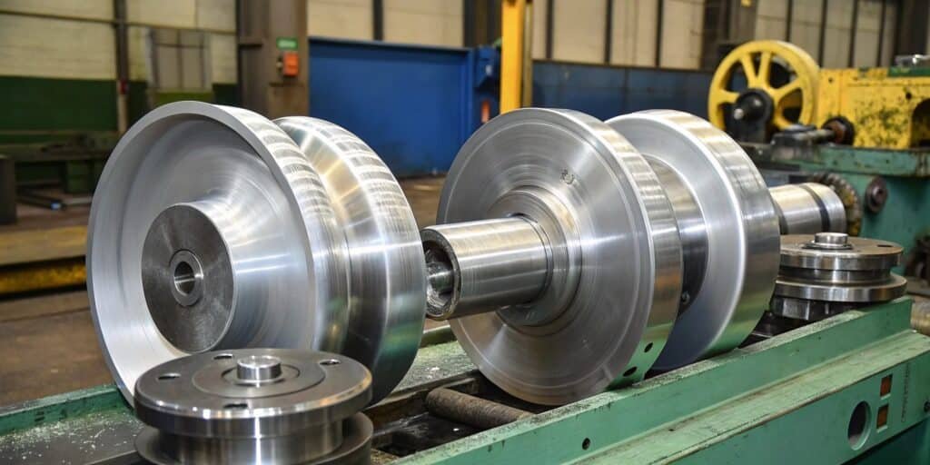 A close-up of a high-performance forged aluminum suspension arm for a race car.